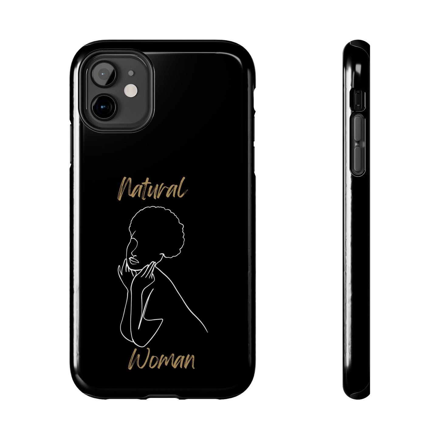 Natural Woman Cute Afro(WL)Tough Phone Cases BLACK