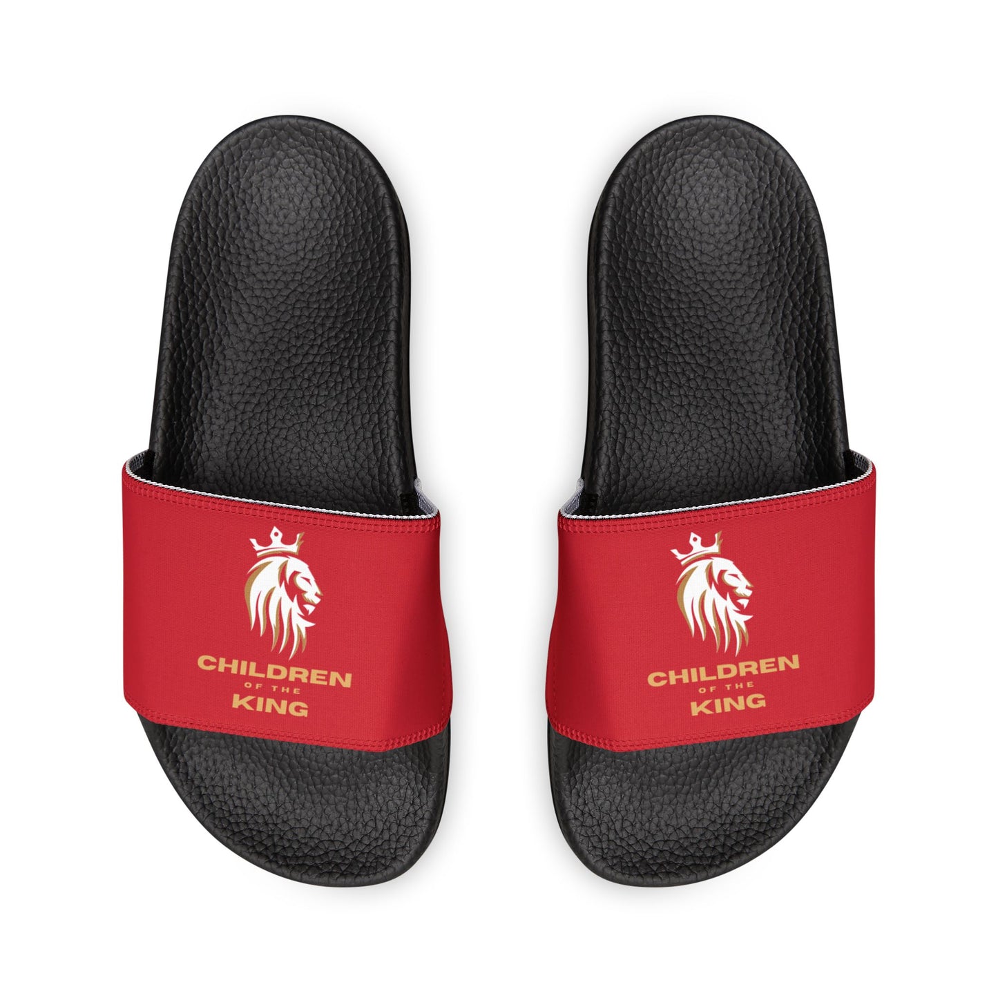 "Children of the King" WHITE Lion - DARK RED Youth Slide Sandals
