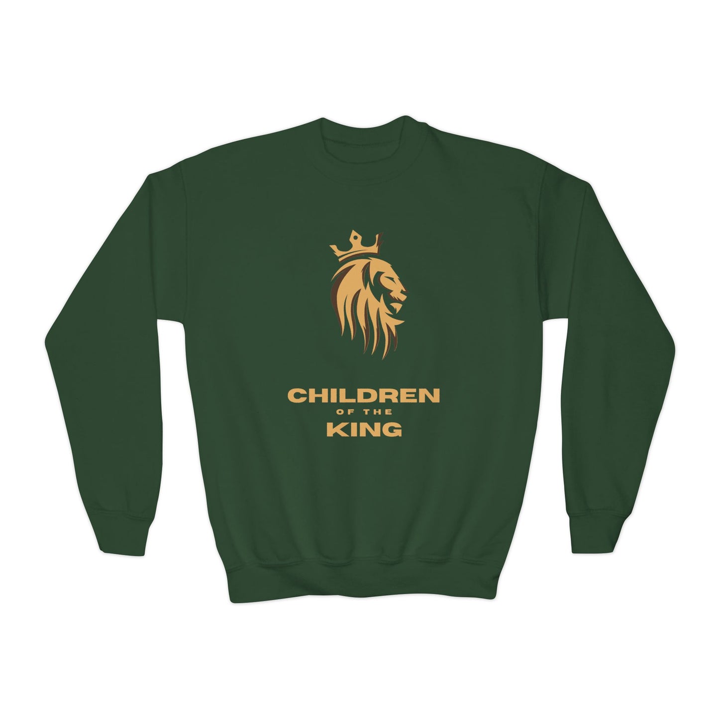"Children of the King" Youth Sweatshirt GOLD Lion Crown Design with Psalm 127:3