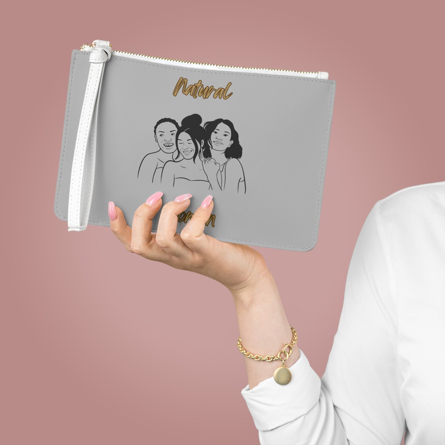 Natural Women Laughing Friends (BL) Clutch Bag LIGHT GREY