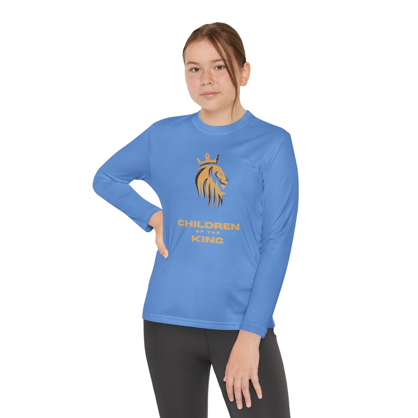 Children of the King Youth Long Sleeve Tee — Golden Lion Crest & Proverbs 22:6
