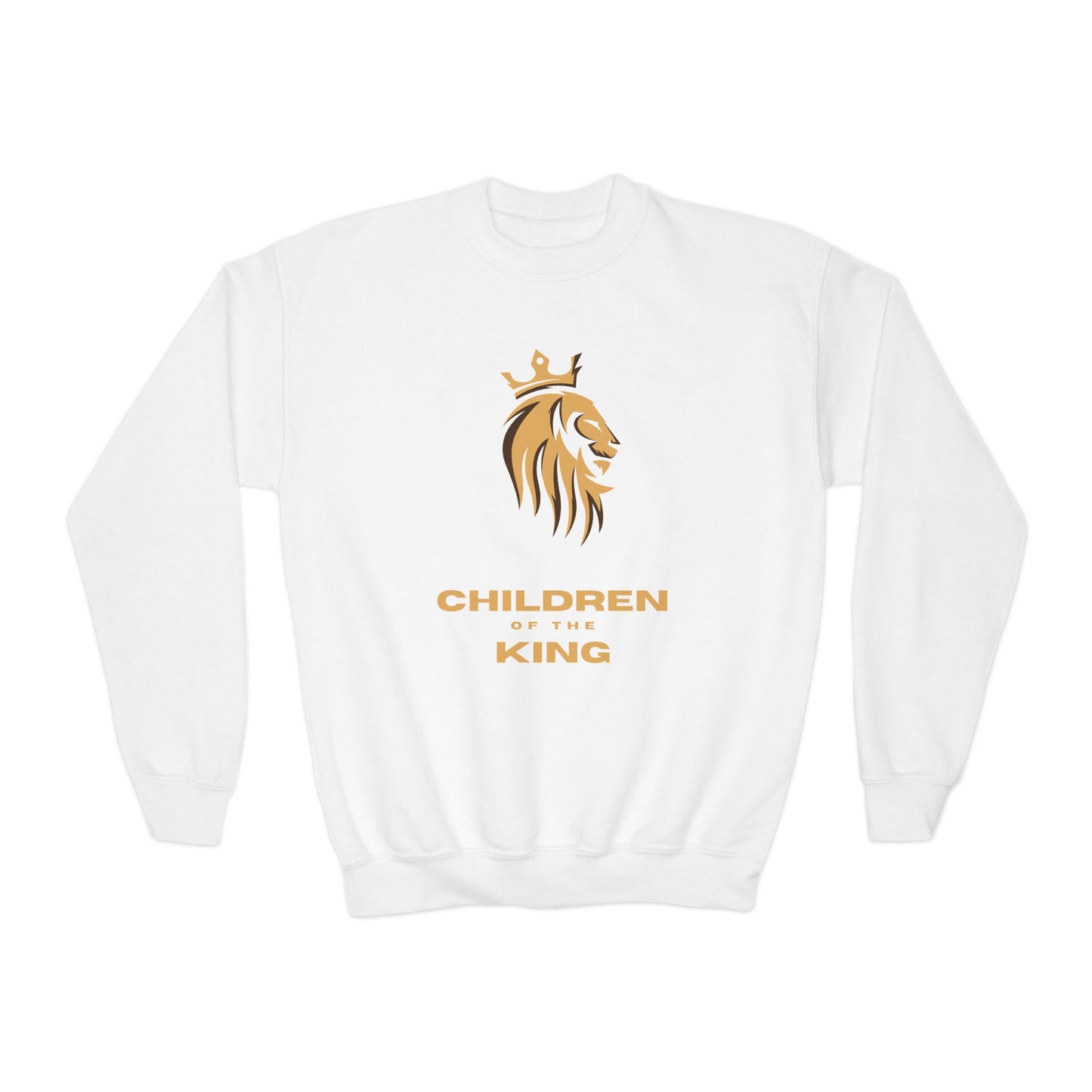 "Children of the King" Youth Sweatshirt GOLD Lion Crown Design with Psalm 127:3