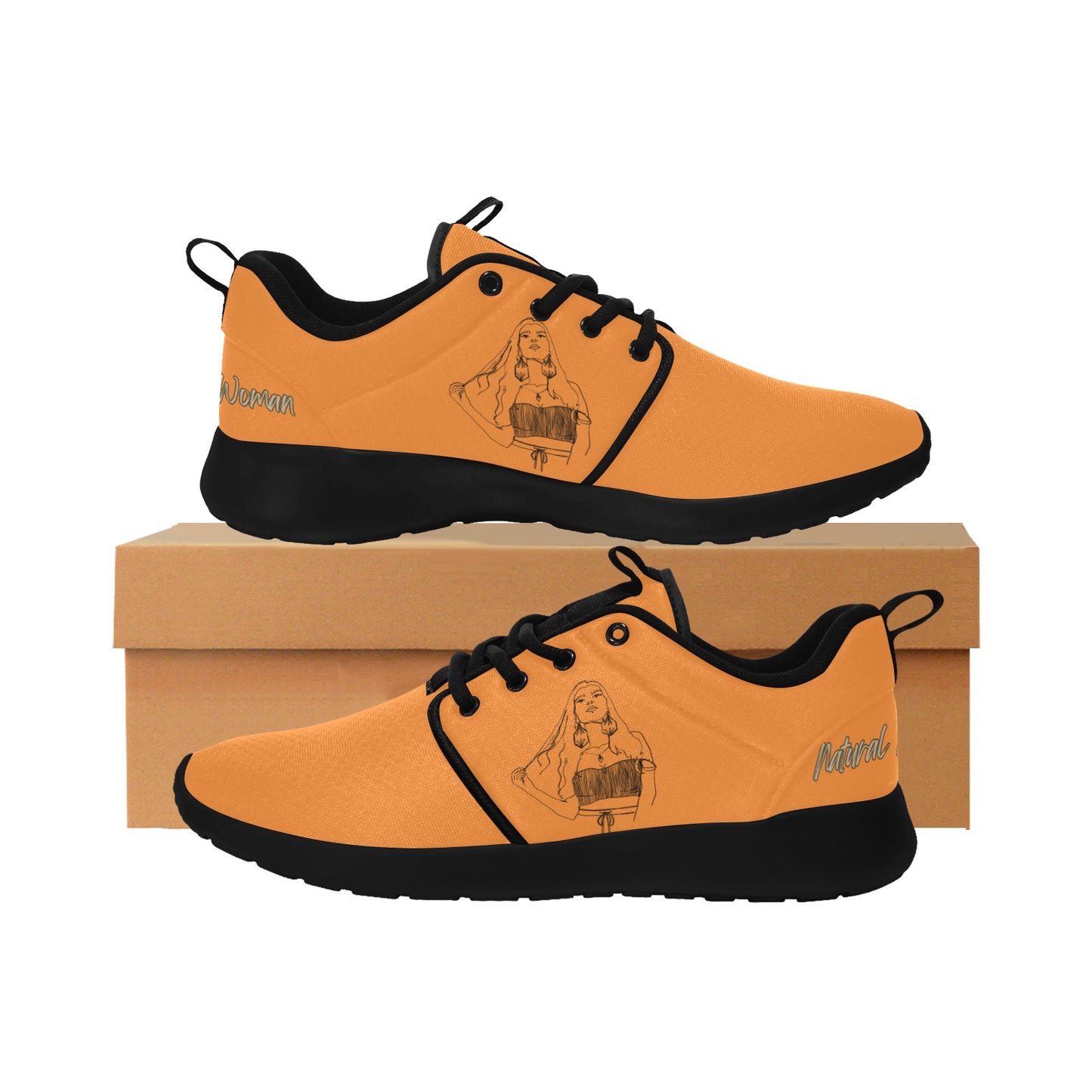 Natural Woman THINKING (BL) ORANGE w/ Black Sole Sneakers