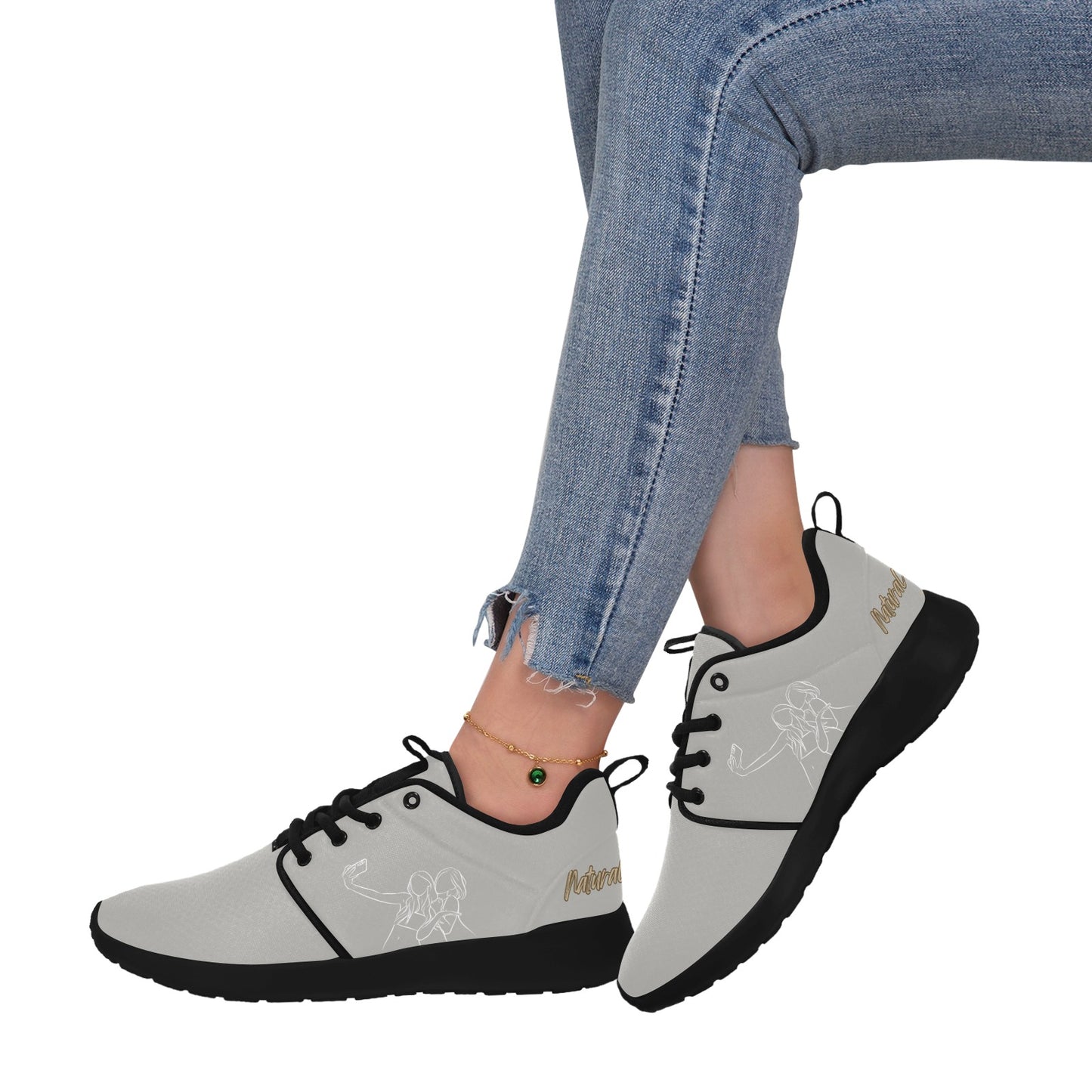 Natural Women FRIENDS SELFIE (WL) GRAY w/ Black Sole Sneakers