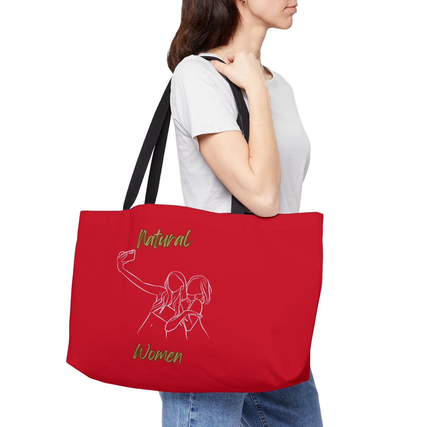 Natural Women Friends Selfie (WL) Weekender Tote Bag DARK RED
