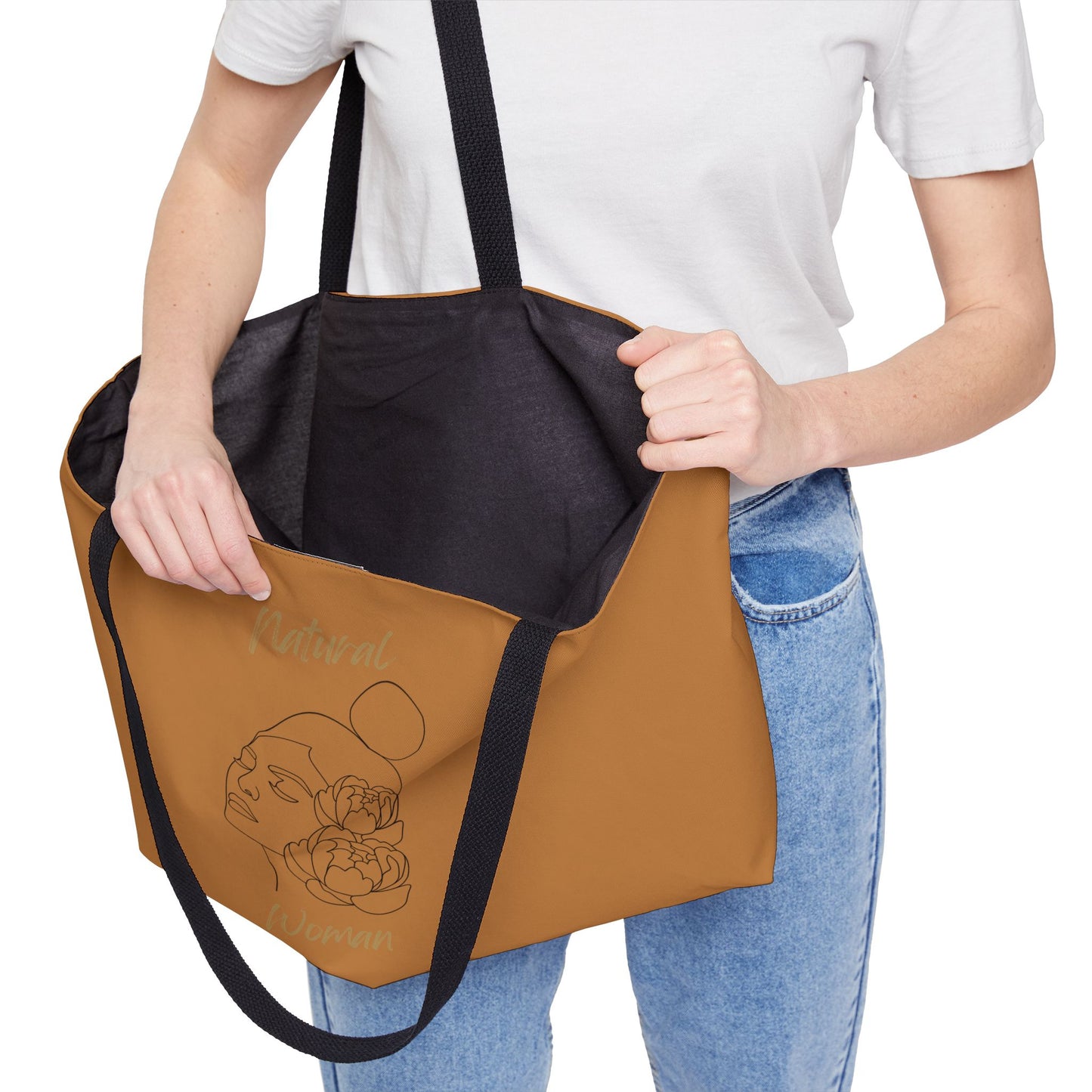 Natural Woman Bun Flower (BL) Weekender Tote Bag LIGHT BROWN