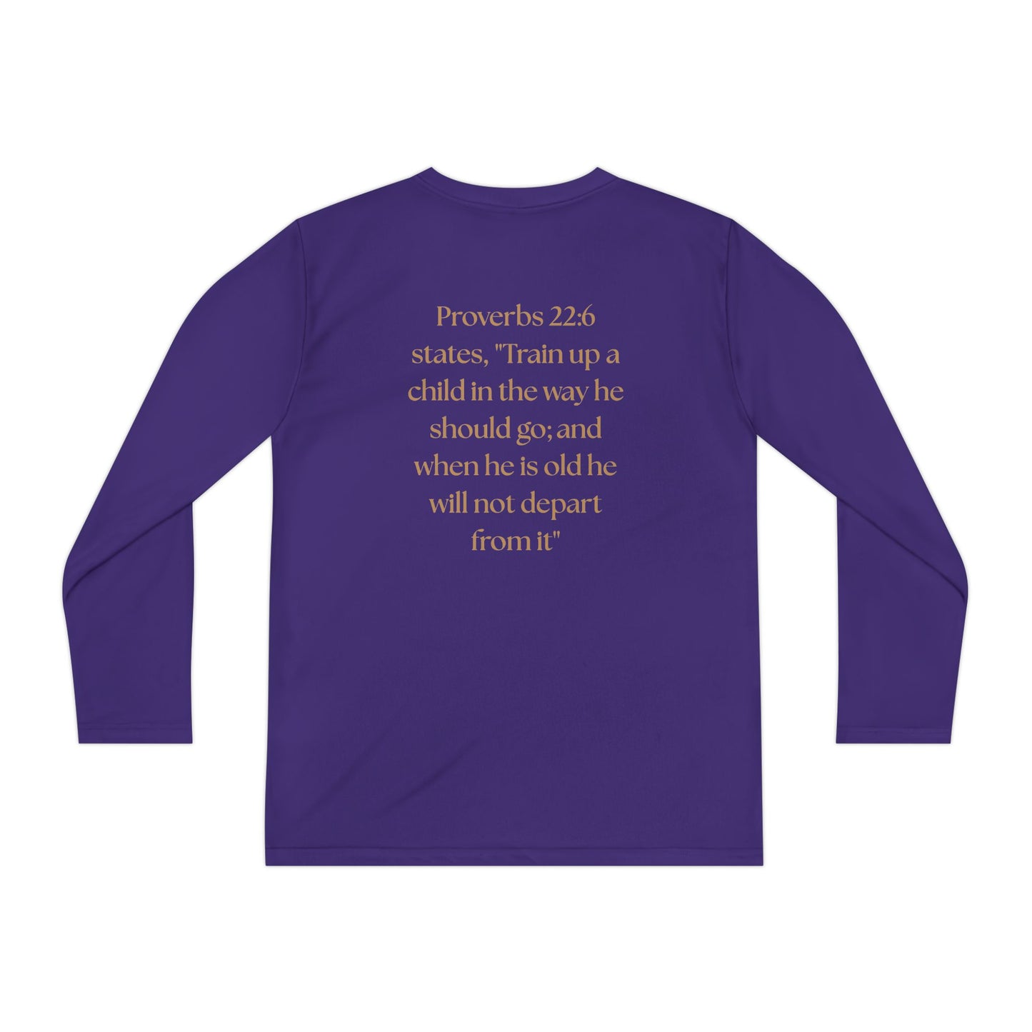 Children of the King Youth Long Sleeve Tee — Golden Lion Crest & Proverbs 22:6