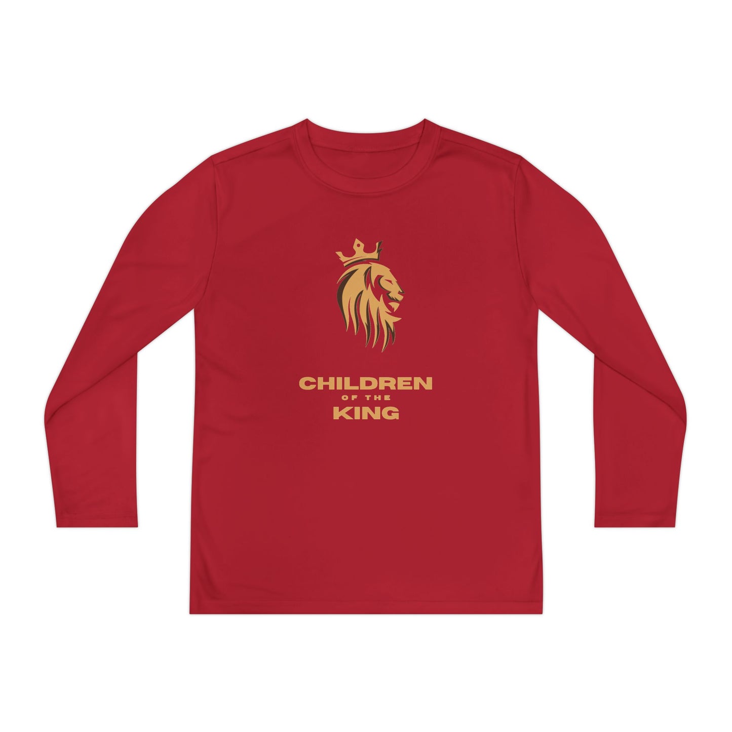 Children of the King Youth Long Sleeve Tee — Golden Lion Crest & Proverbs 22:6