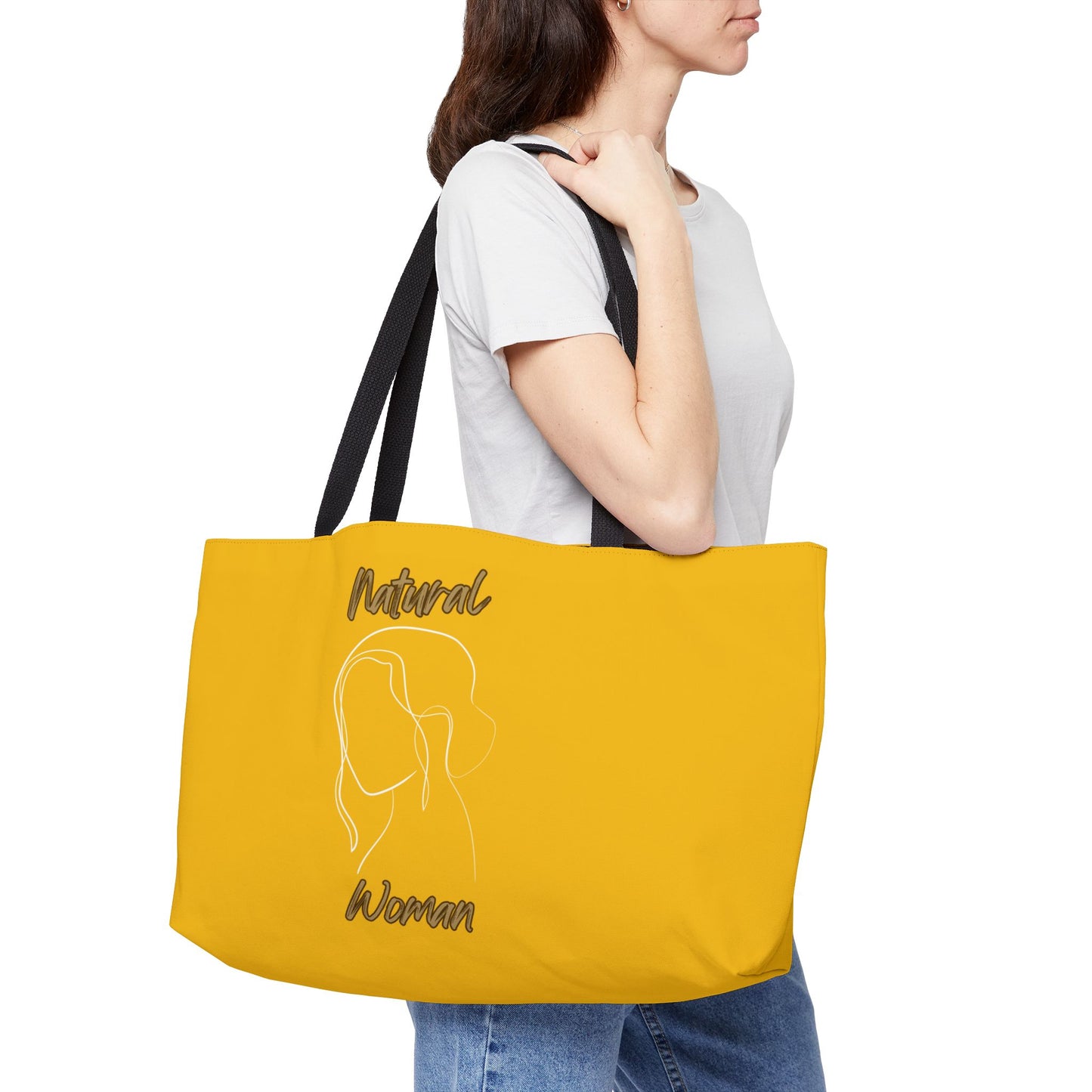 Natural Woman Hanging Hair (WL) Weekender Tote Bag YELLOW