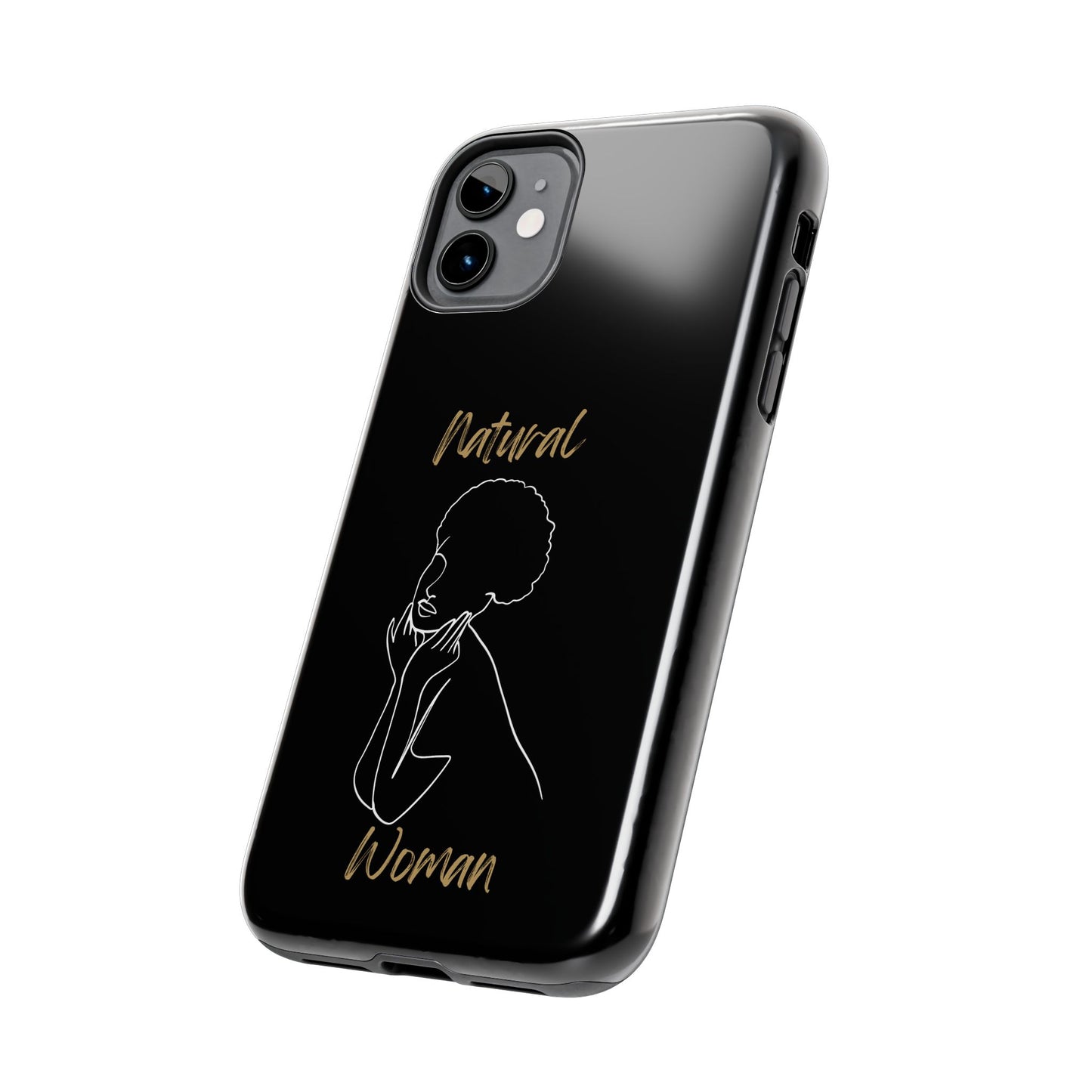 Natural Woman Cute Afro(WL)Tough Phone Cases BLACK