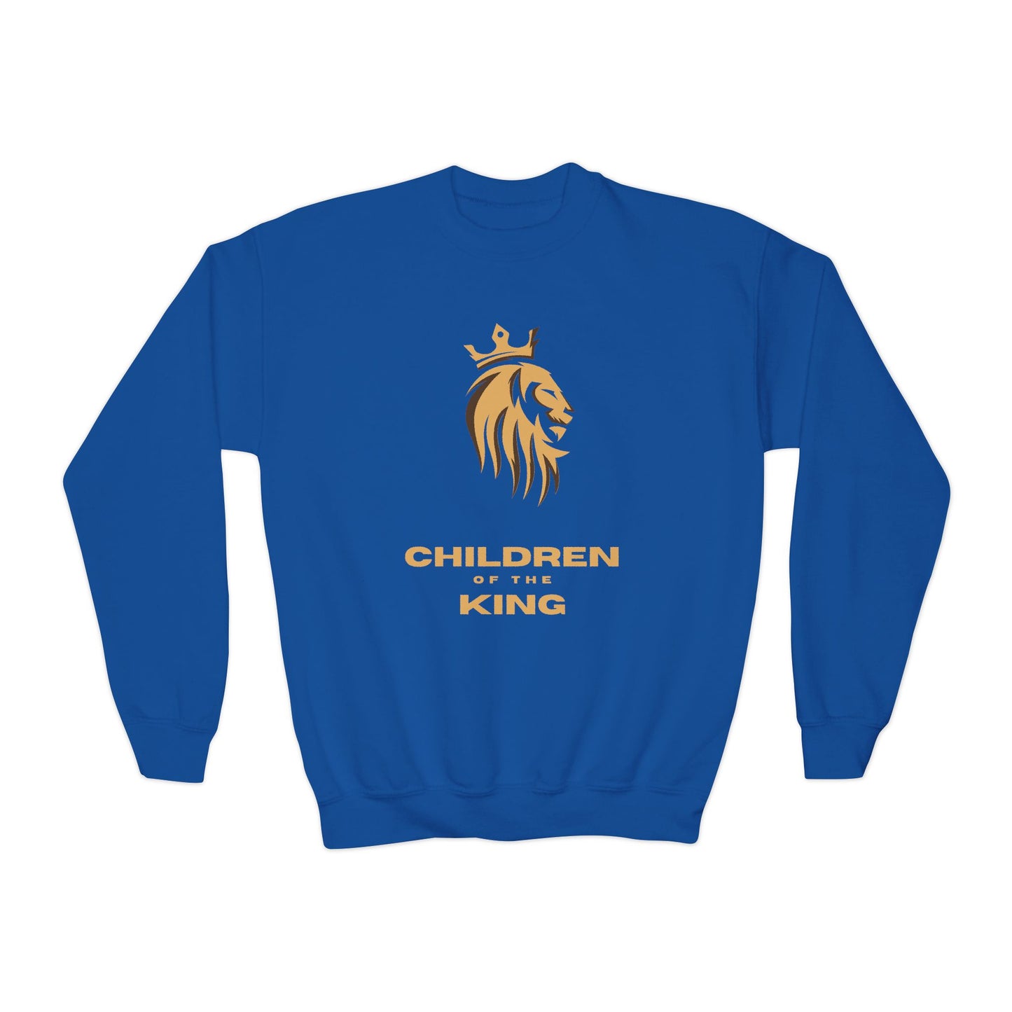 "Children of the King" Youth Sweatshirt GOLD Lion Crown Design with Psalm 127:3