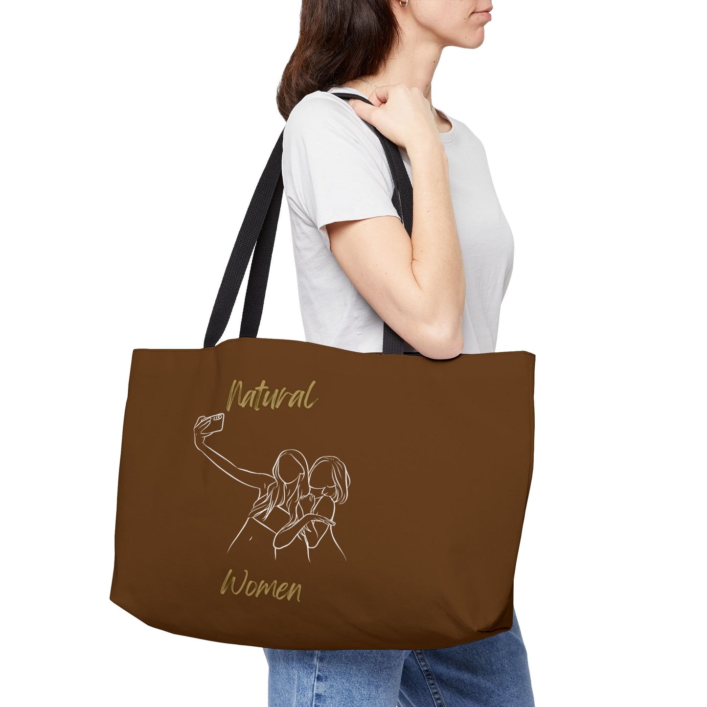 Natural Women Friends Selfie (WL) Weekender Tote Bag BROWN