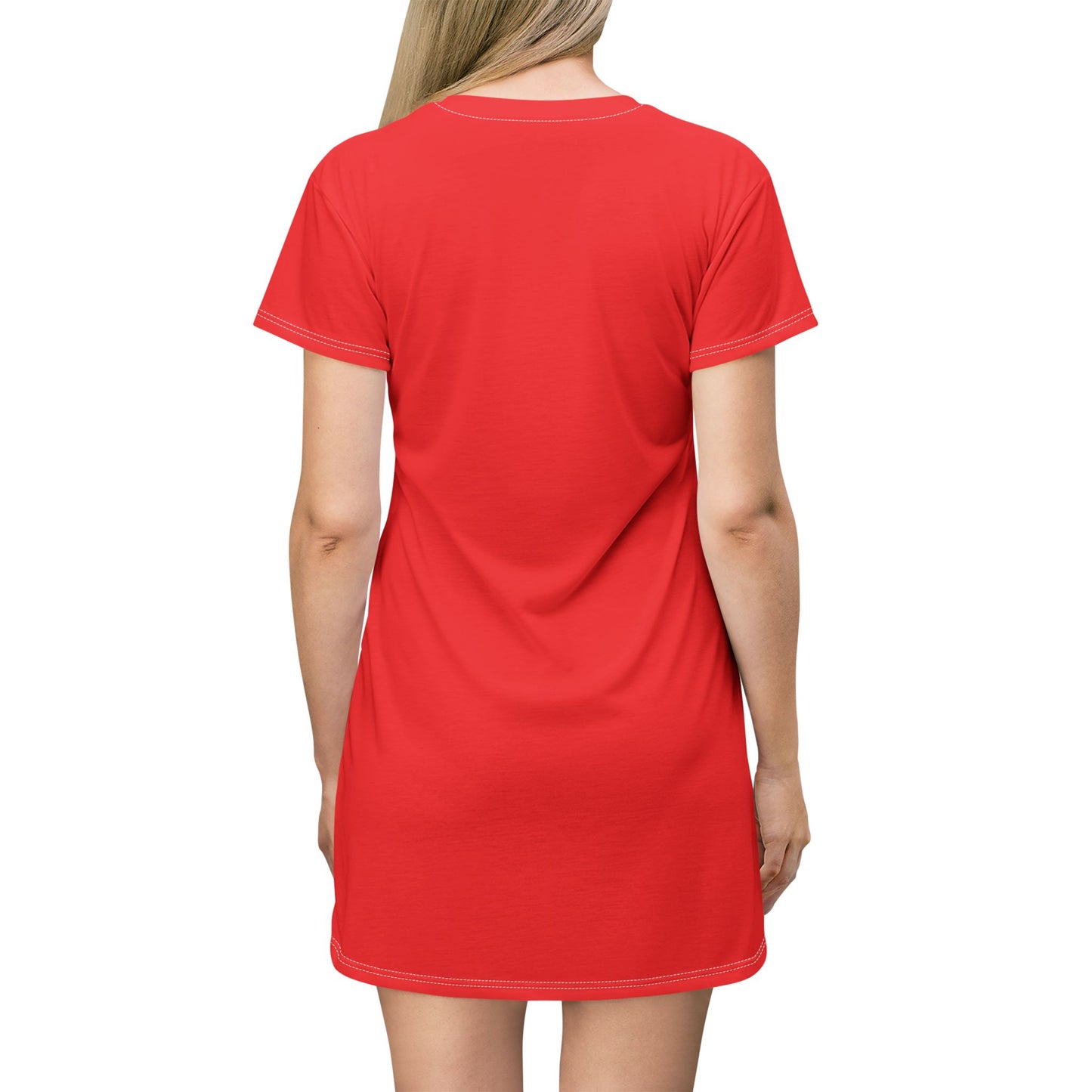 Strong Momma T-Shirt Dress (AOP/BL) Red