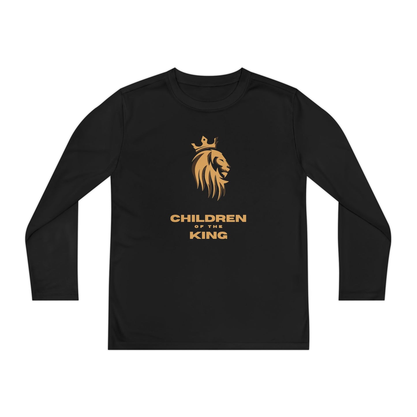 Children of the King Youth Long Sleeve Tee — Golden Lion Crest & Proverbs 22:6