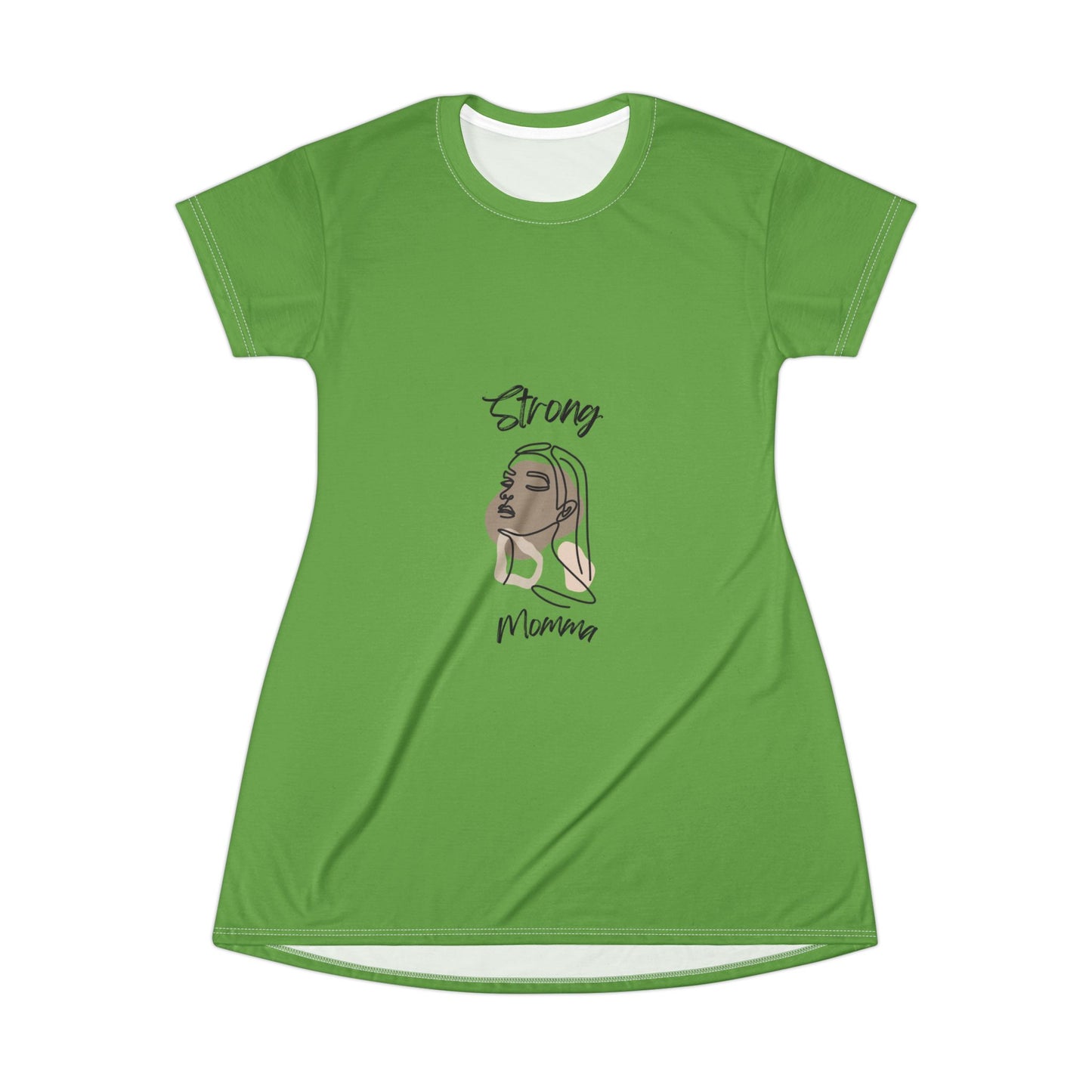 Strong Momma T-Shirt Dress (AOP/BL) Green