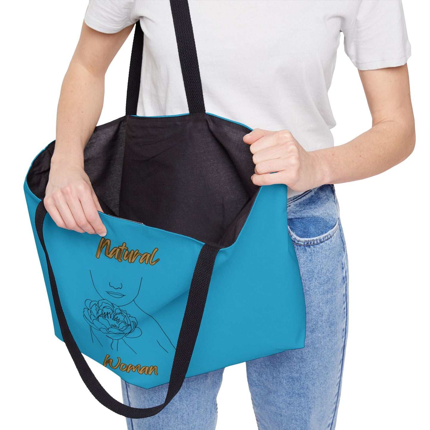 Natural Woman Kissed Flower (BL) Weekender Tote Bag TURQUOISE