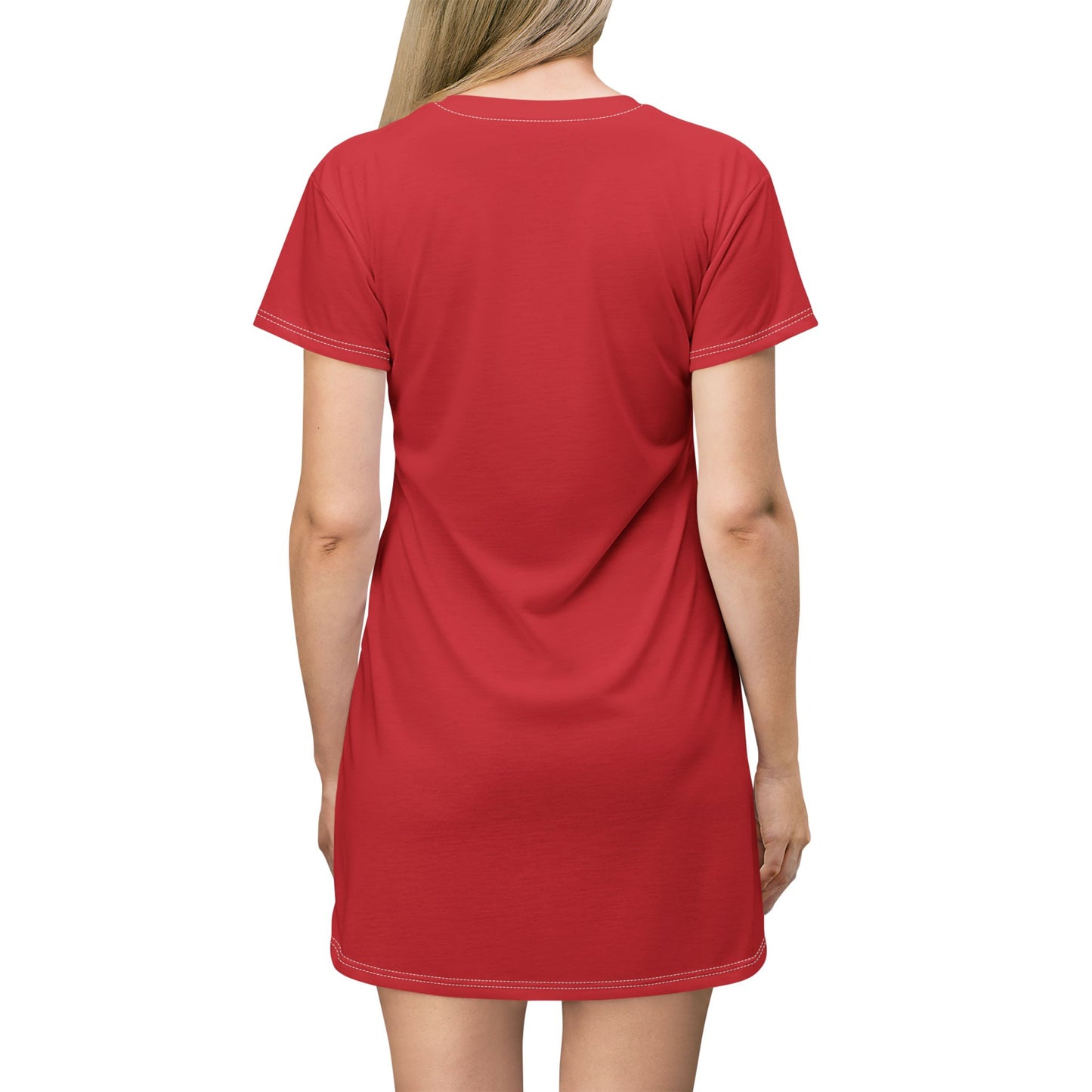 Strong Momma T-Shirt Dress (AOP/BL) Dark Red