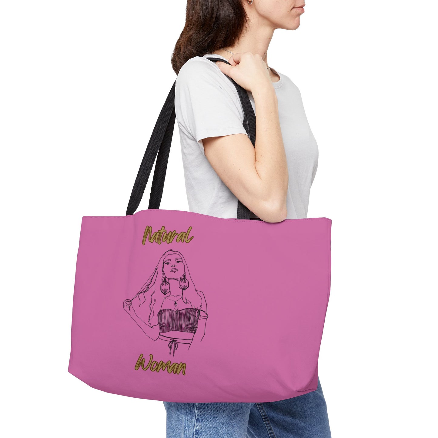 Natural Woman Thinking (BL) Weekender Tote Bag LIGHT PINK