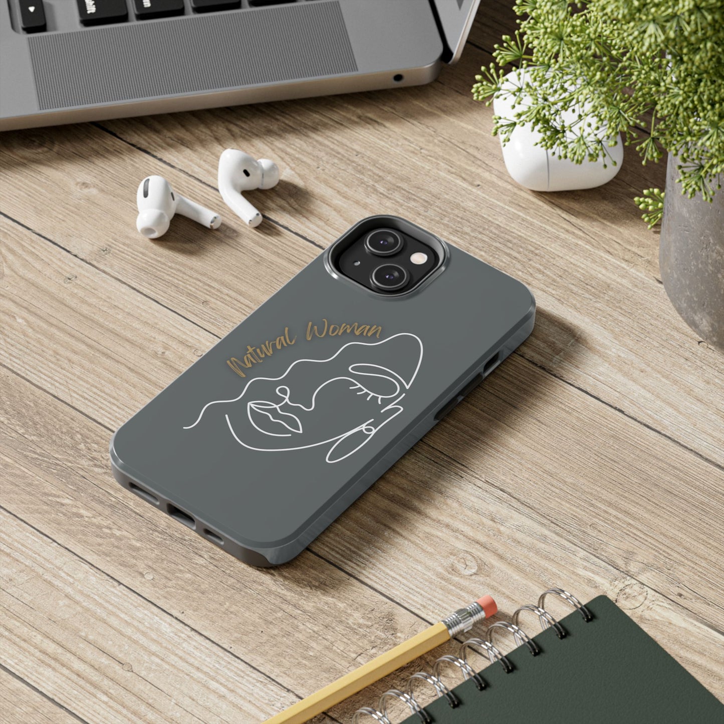 Natural Woman Half Face (WL)Tough Phone Case DARK GREY