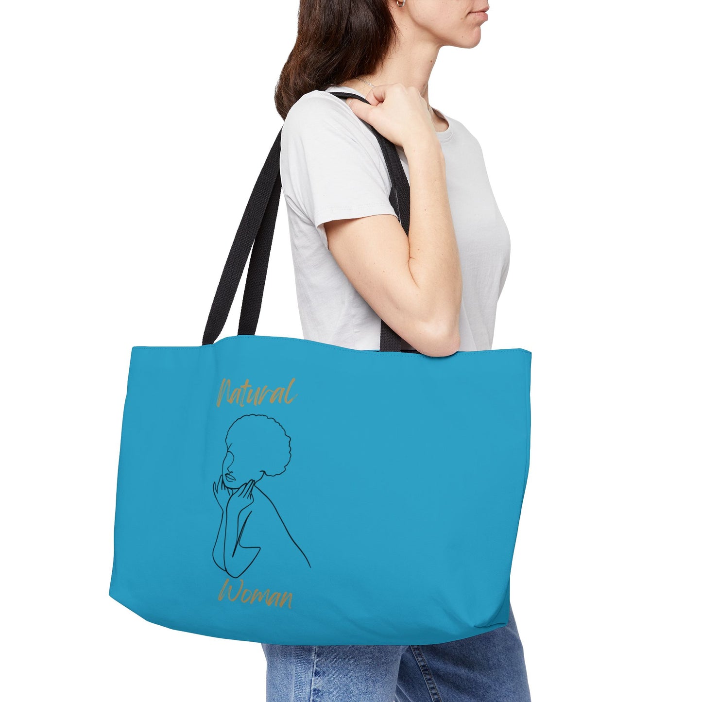 Natural Woman Cute Afro (BL) Weekender Tote Bag TURQUOISE