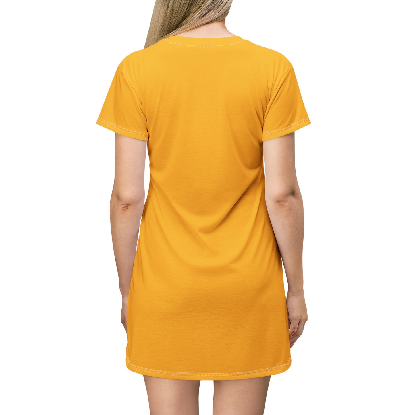 Strong Momma T-Shirt Dress (AOP/BL) Yellow
