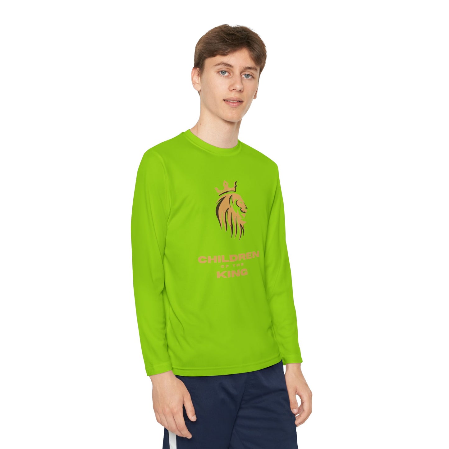Children of the King Youth Long Sleeve Tee — Golden Lion Crest & Proverbs 22:6