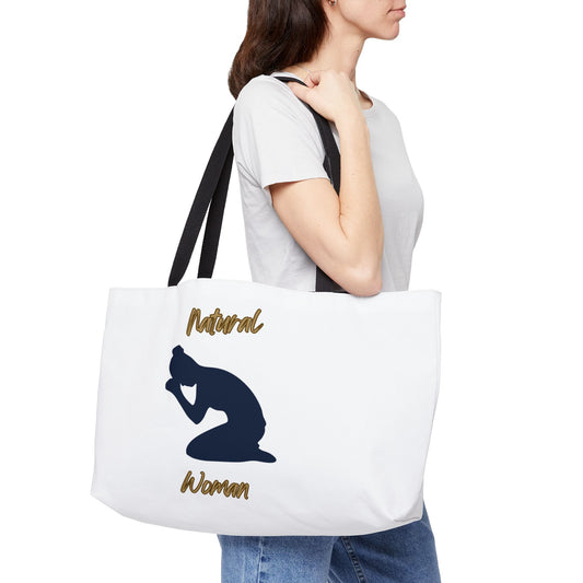 Natural Woman Pray (BL) Weekender Tote Bag WHITE