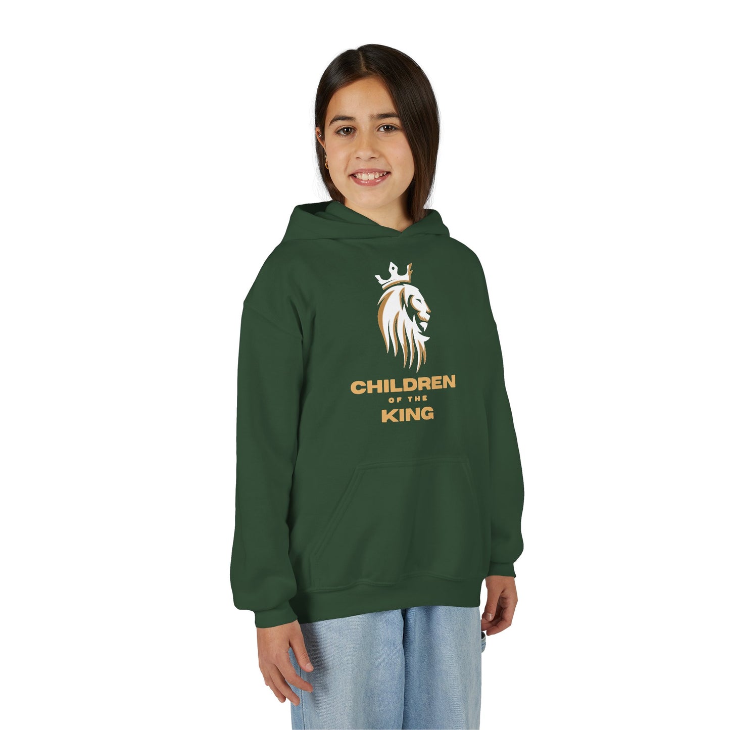 "Children of the King" Hoodie — WHITE Lion Design (Isaiah 54:13)