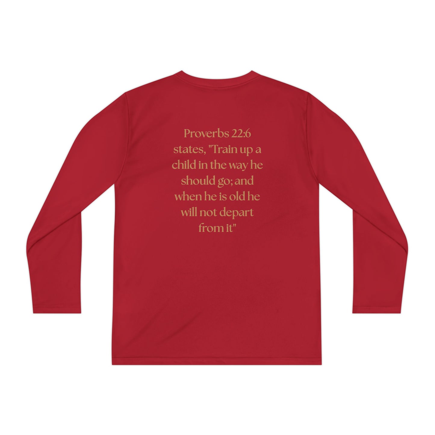 Children of the King Youth Long Sleeve Tee — Golden Lion Crest & Proverbs 22:6