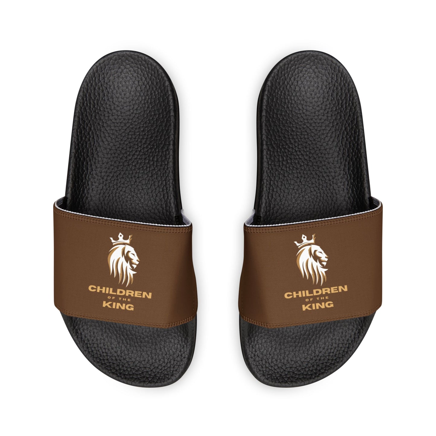 "Children of the King" WHITE Lion - BROWN Youth Slide Sandals