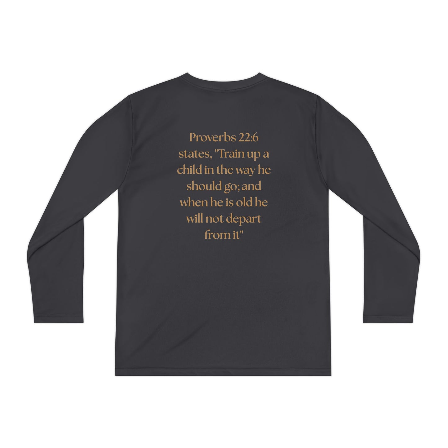 Children of the King Youth Long Sleeve Tee — Golden Lion Crest & Proverbs 22:6