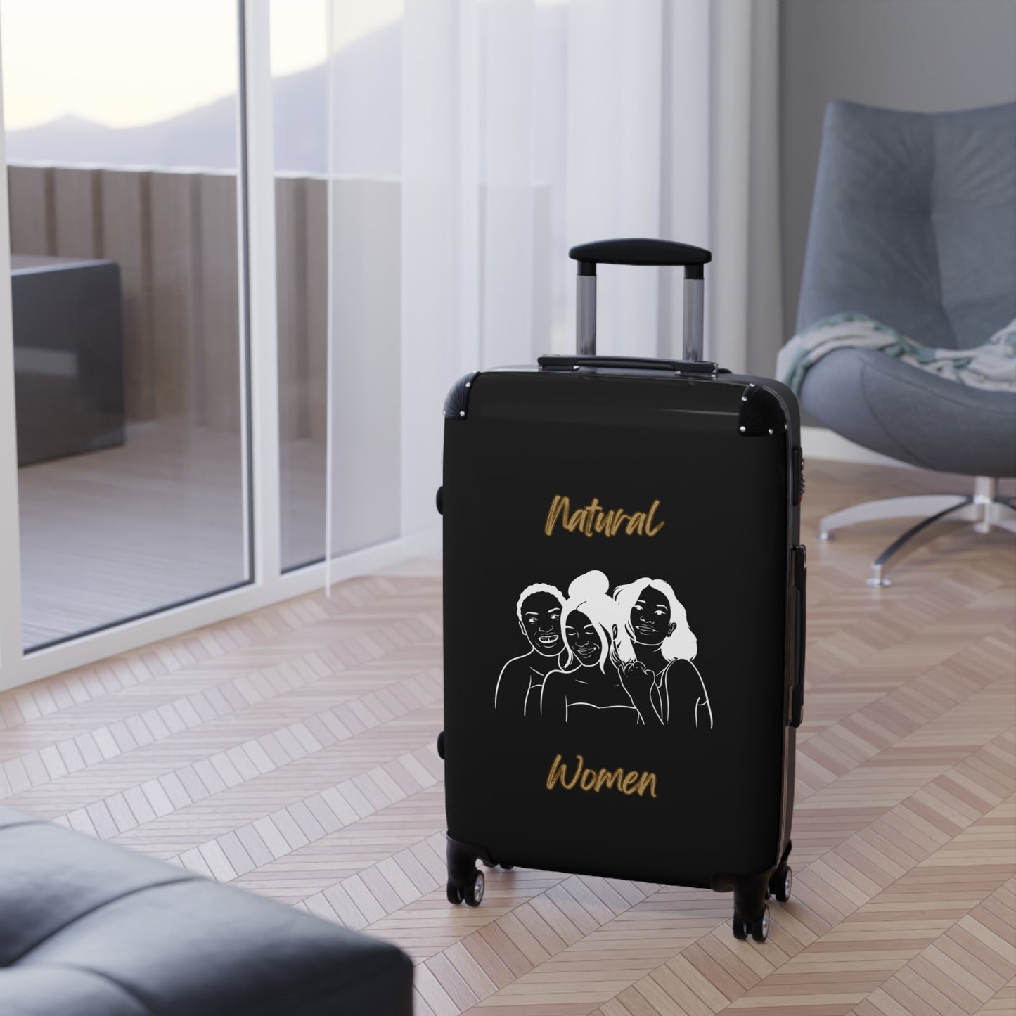 Natural Woman Laughing Friends (WL) Suitcase BLACK