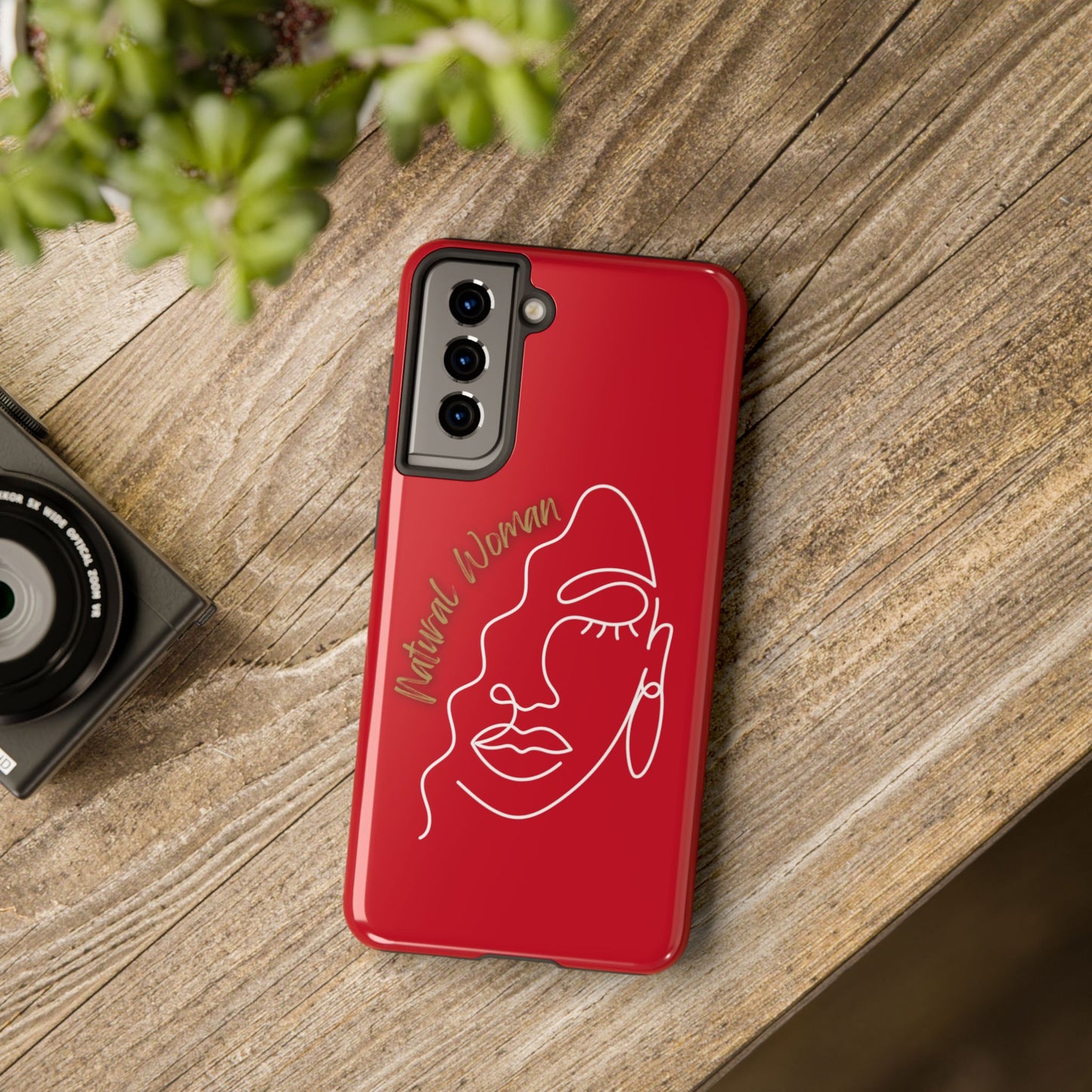 Natural Woman Half Face (WL)Tough Phone Case DARK RED
