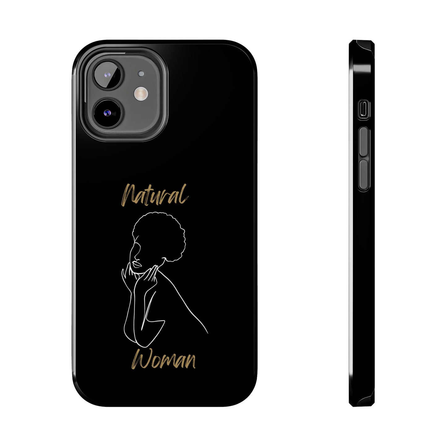 Natural Woman Cute Afro(WL)Tough Phone Cases BLACK