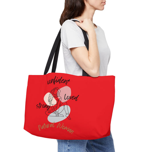 Natural Woman Strong Confident Loved (BL) Weekender Tote Bag RED