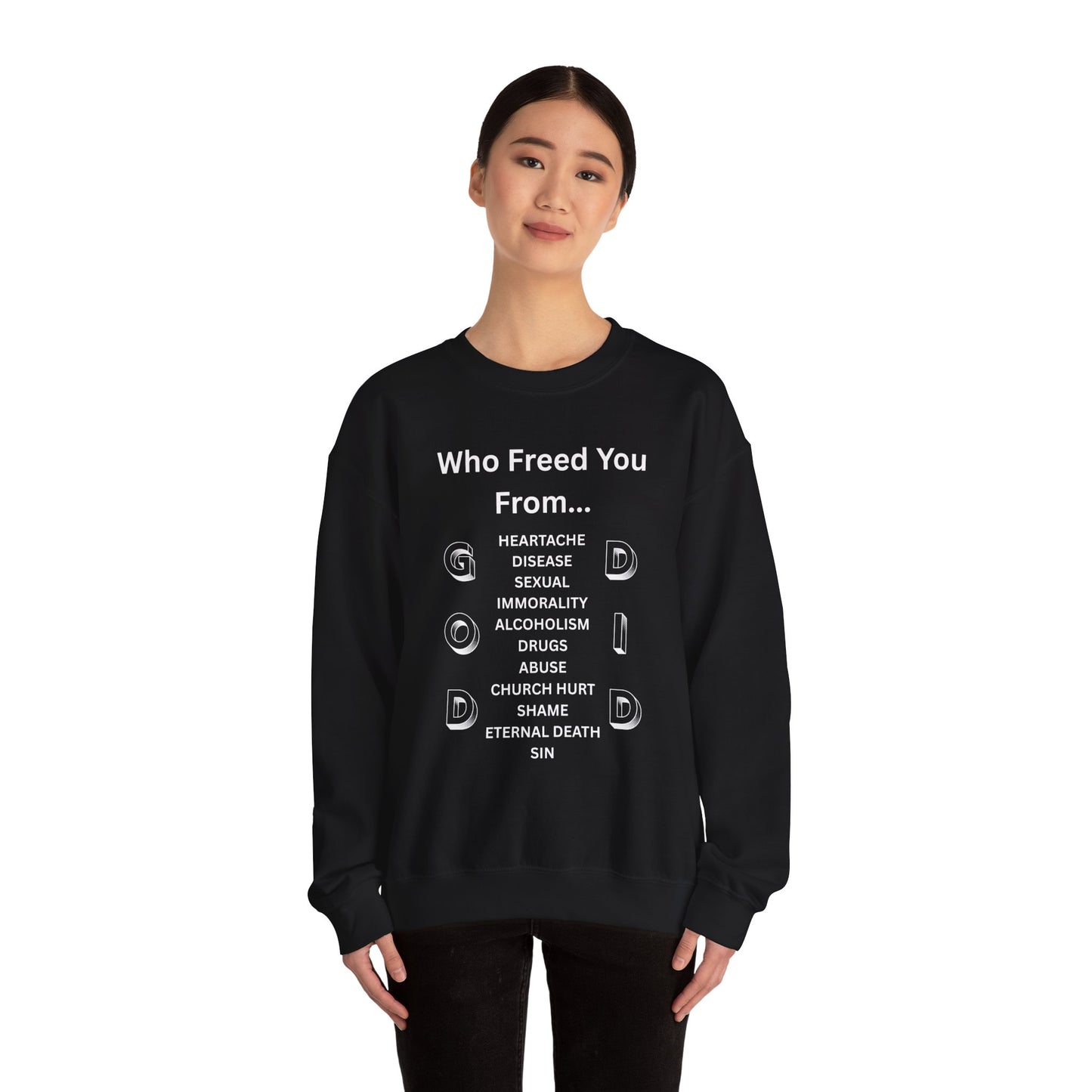 "GOD DID" (WL) Crewneck Sweatshirt w/ Scripture Design (1 John 1:9)