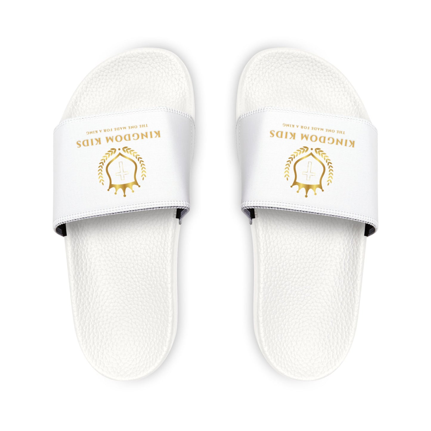 Kingdom Kids Youth Removable-Strap Sandals with Crown Design (Black/White)