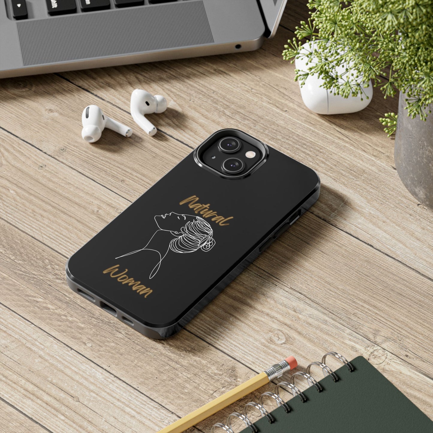 Natural Woman Wet Bun (WL) Tough Phone Cases BLACK