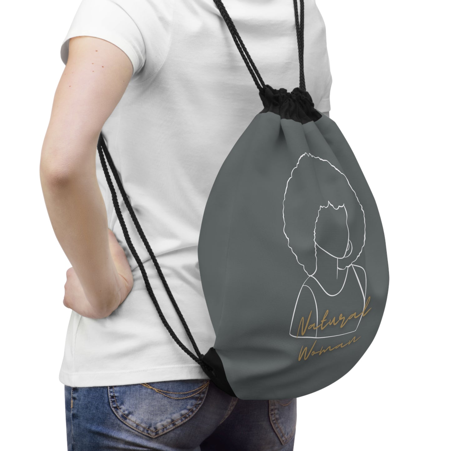 Natural Woman Afro (WL) Drawstring Bag DARK GREY