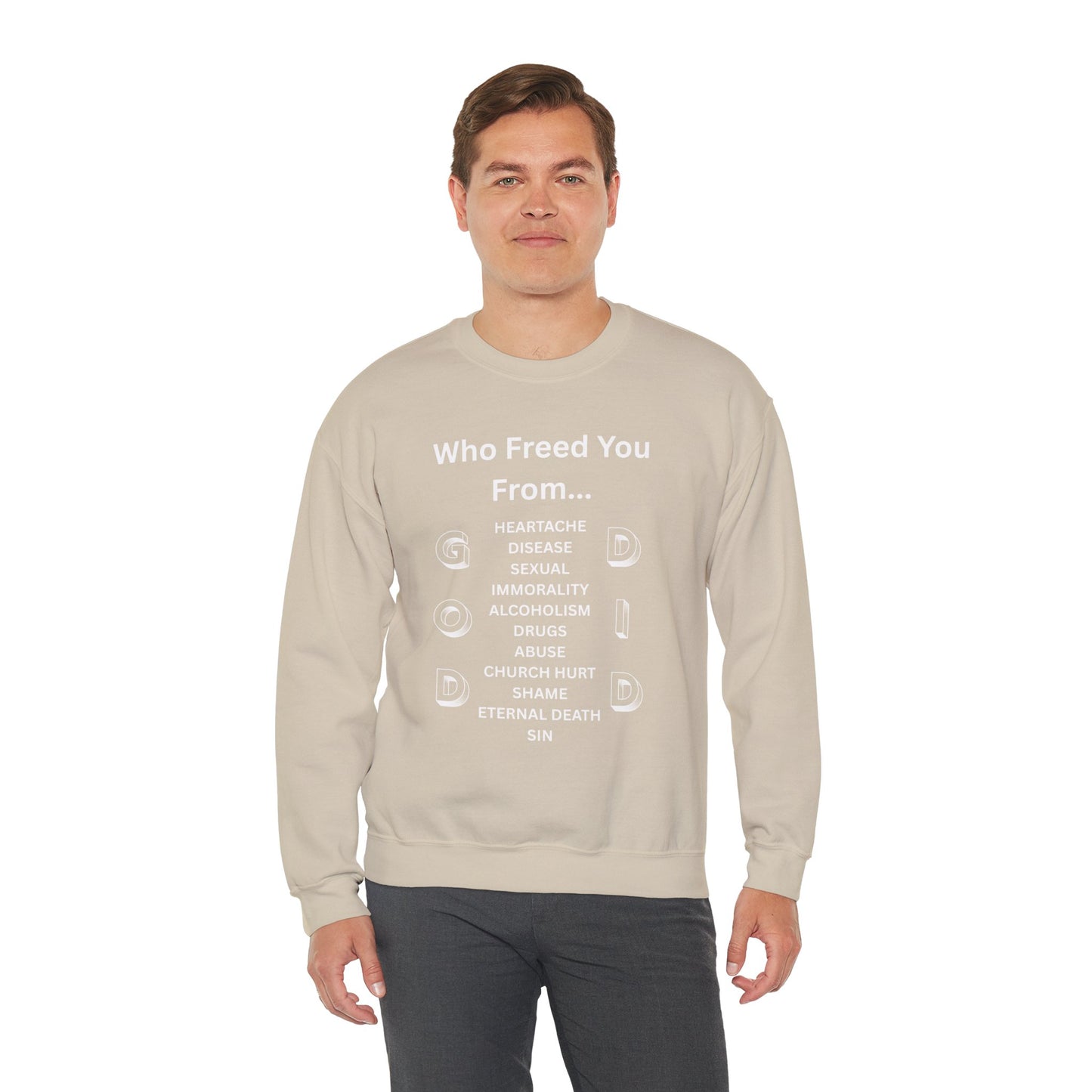 "GOD DID" (WL) Crewneck Sweatshirt w/ Scripture Design (1 John 1:9)