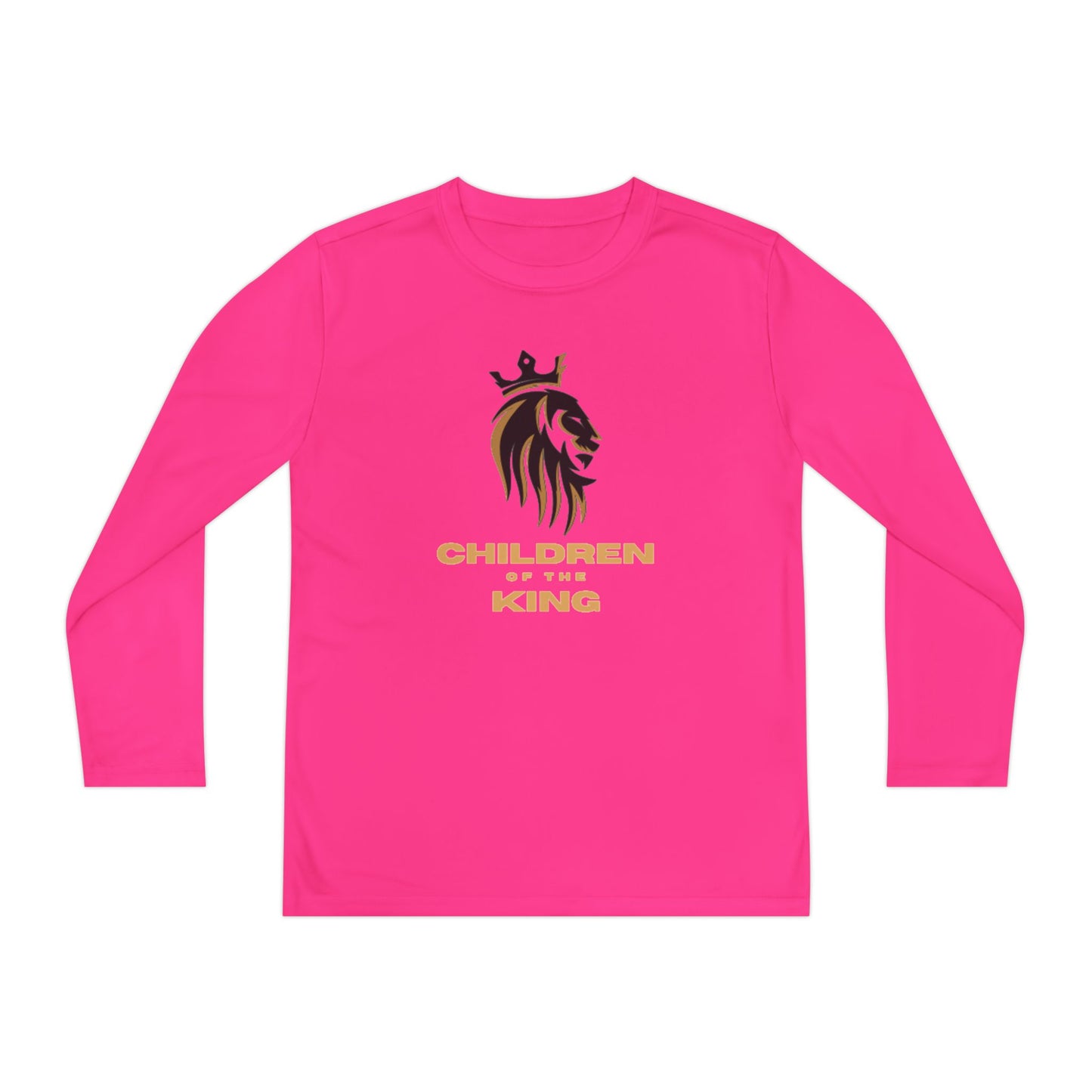 Children of the King Youth Long Sleeve Tee — Black Lion Crown with Proverbs 22:6