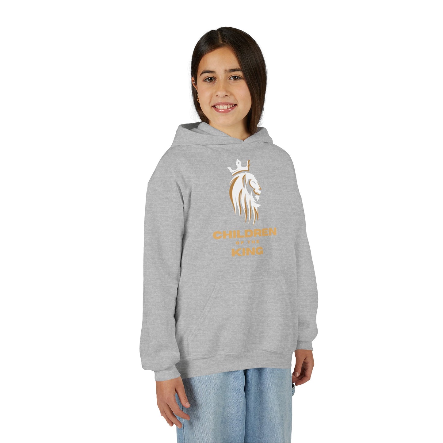"Children of the King" Hoodie — WHITE Lion Design (Isaiah 54:13)