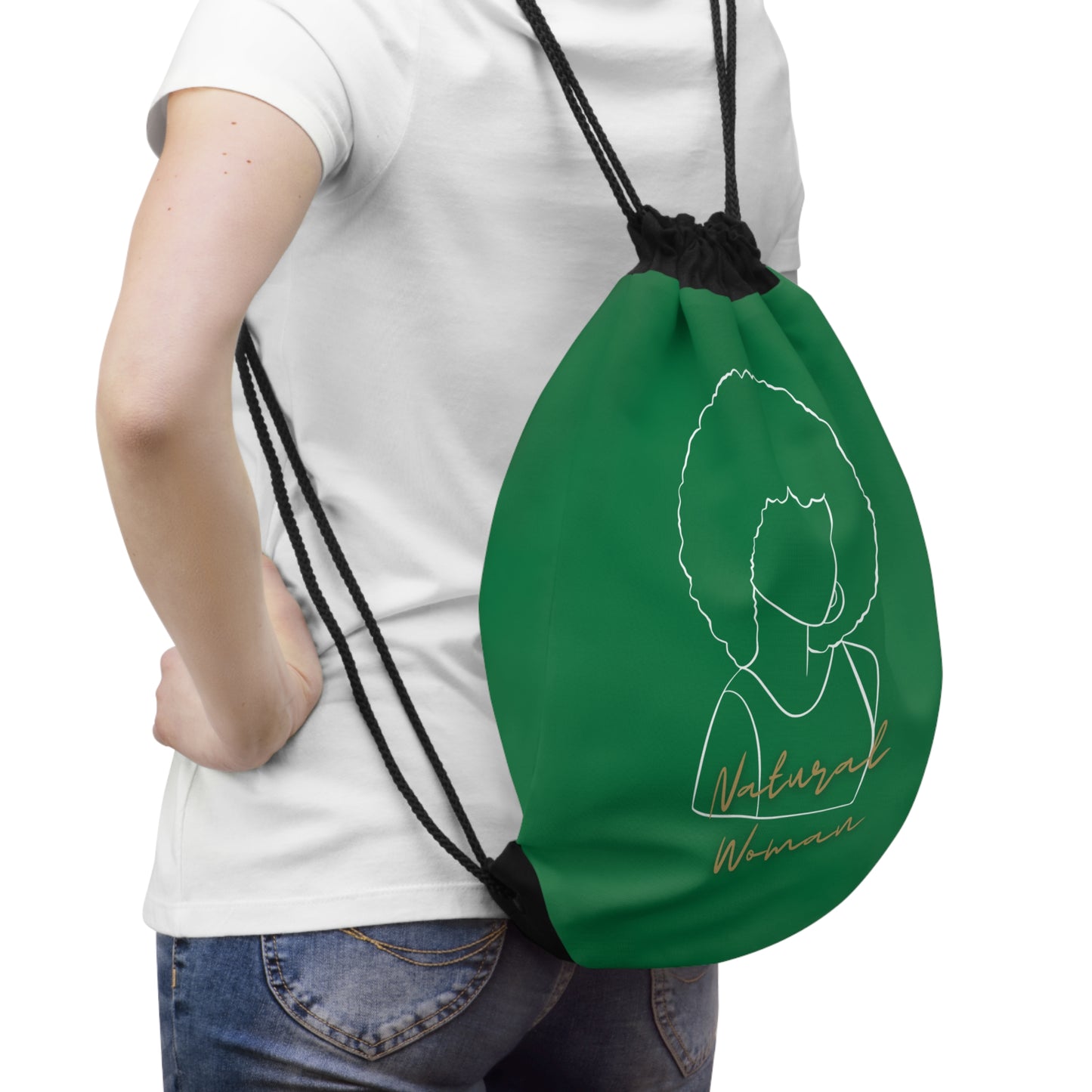 Natural Woman Afro (WL) Drawstring Bag DARK GREEN