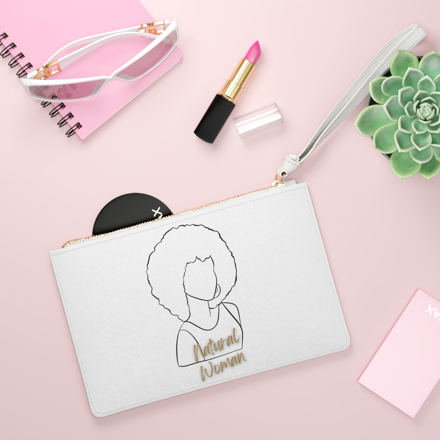 Natural Woman Afro (BL) Clutch Bag WHITE
