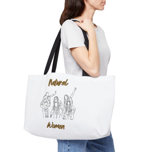 Natural Women Piggy Back (BL) Weekender Tote Bag WHITE
