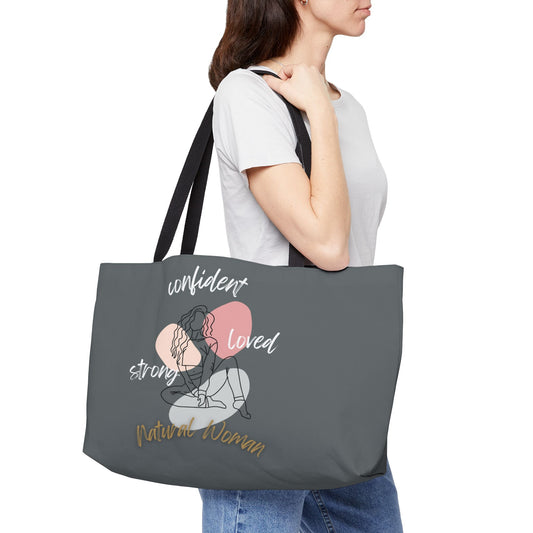 Natural Woman Strong Confident Loved (WL) Weekender Tote Bag DARK GREY