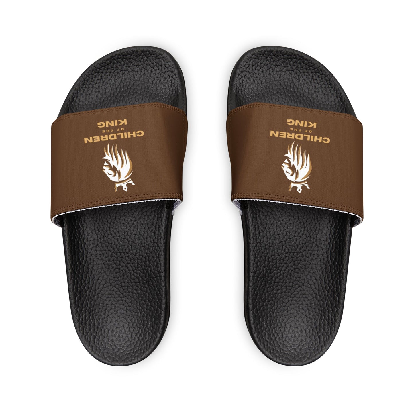 "Children of the King" WHITE Lion - BROWN Youth Slide Sandals