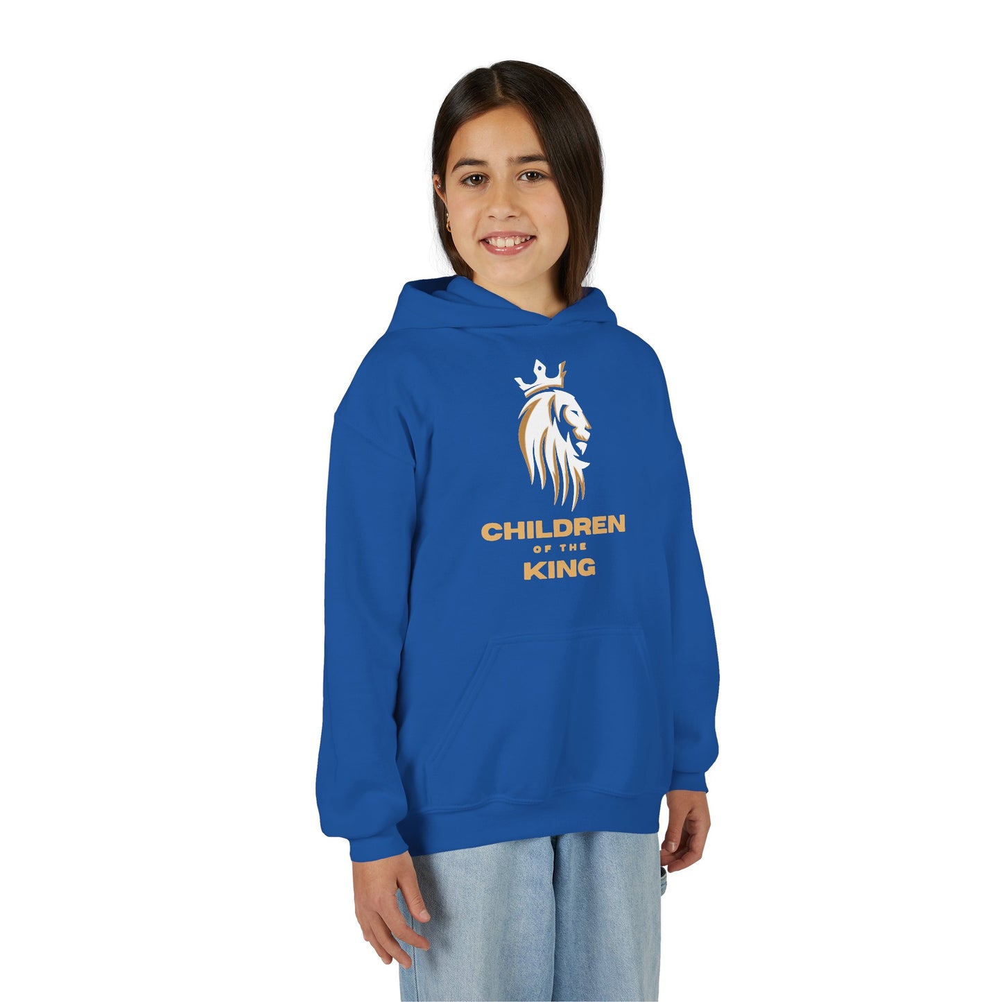 "Children of the King" Hoodie — WHITE Lion Design (Isaiah 54:13)