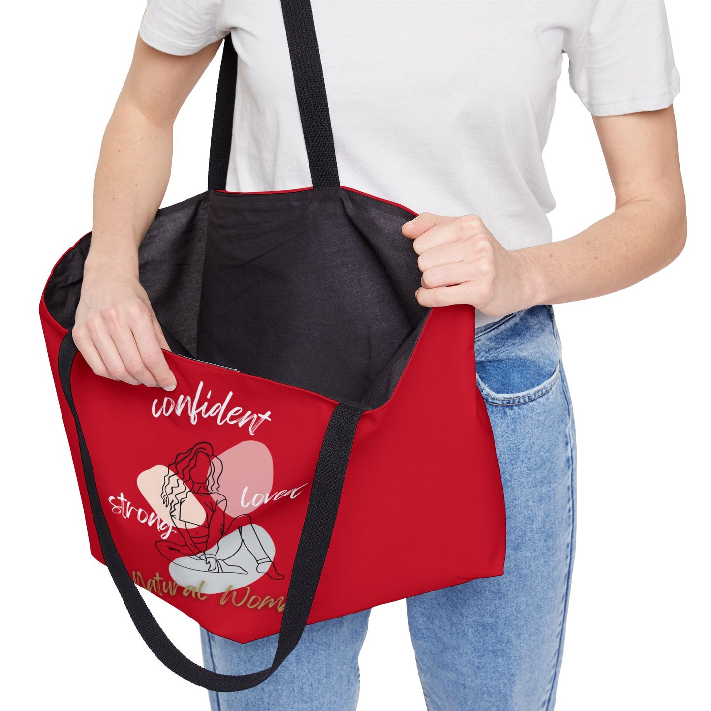 Natural Woman Strong Confident Loved (WL) Weekender Tote Bag DARK RED