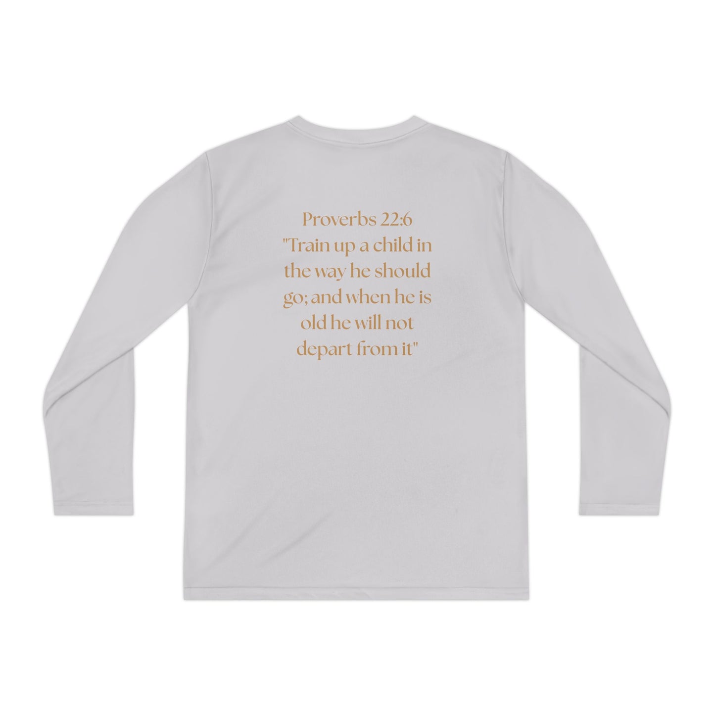 Children of the King Youth Long Sleeve Tee — Black Lion Crown with Proverbs 22:6